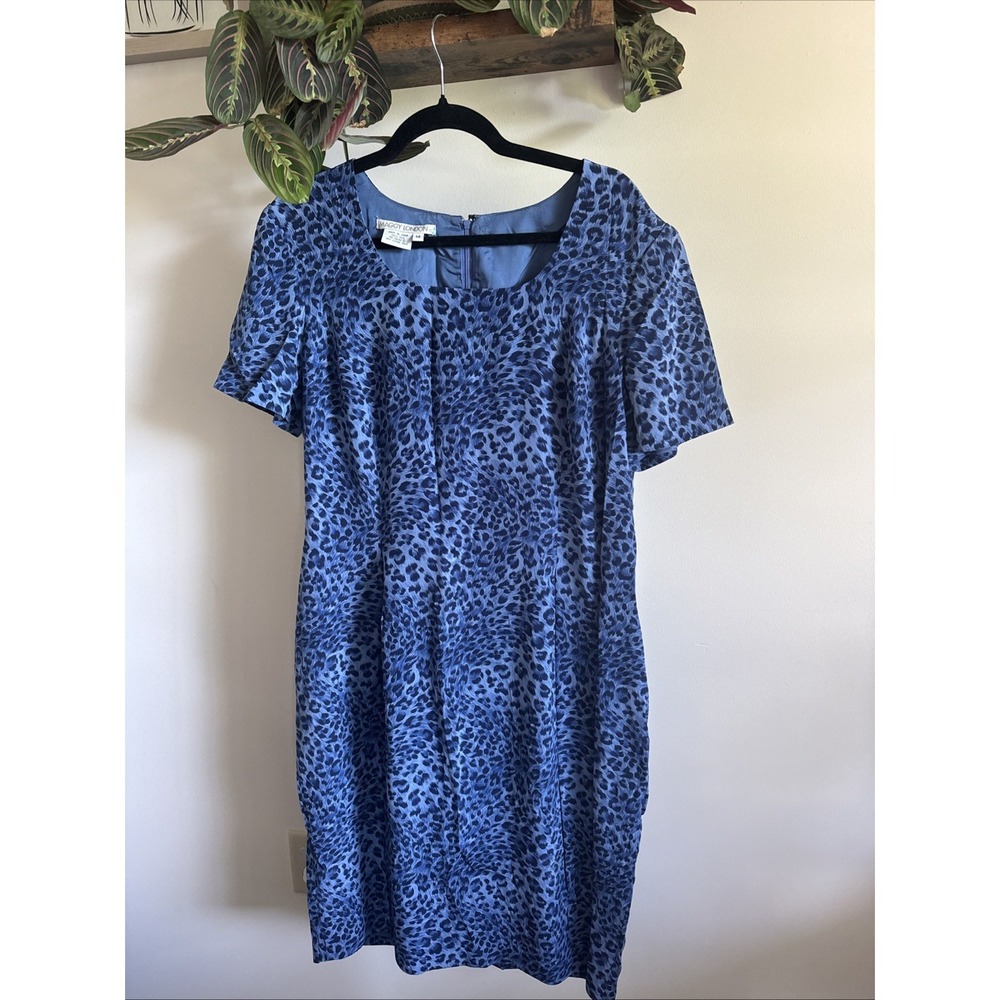 Vintage Y2K 100%‎ Silk Maggy London Dress Leopard Size 14